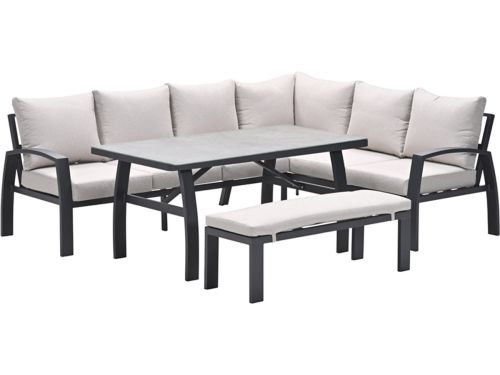 Vasano lounge-dining hoekset - rechts - 4-dlg. - c.black