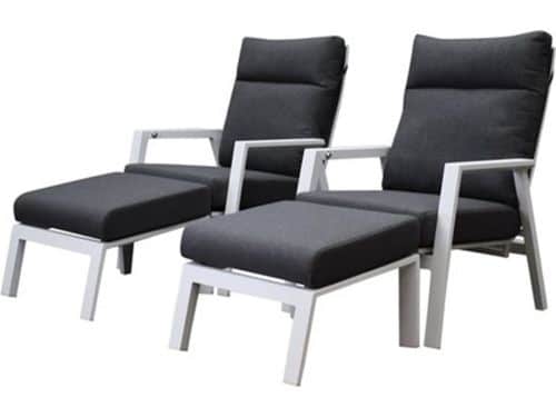 Vegas lounge balkonset 4 delig verstelbaar wit aluminium