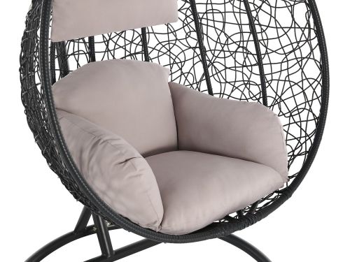 Vente-unique Hangstoel van gevlochten hars - Antraciet - CAMPLI van