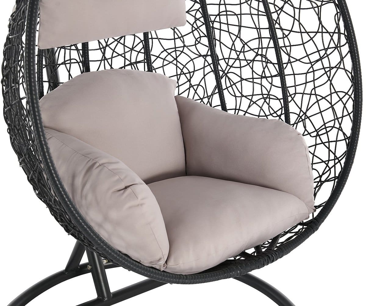 vente unique hangstoel van gevlochten hars antraciet campli van