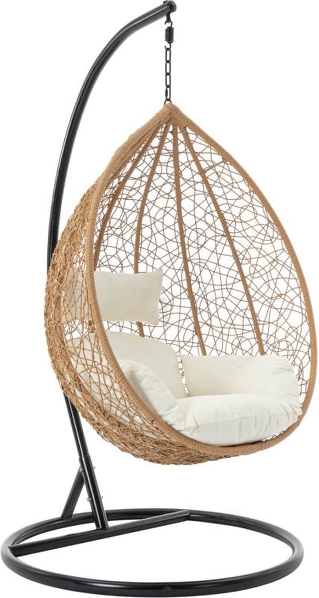 vente unique hangstoel van gevlochten hars licht naturel campli