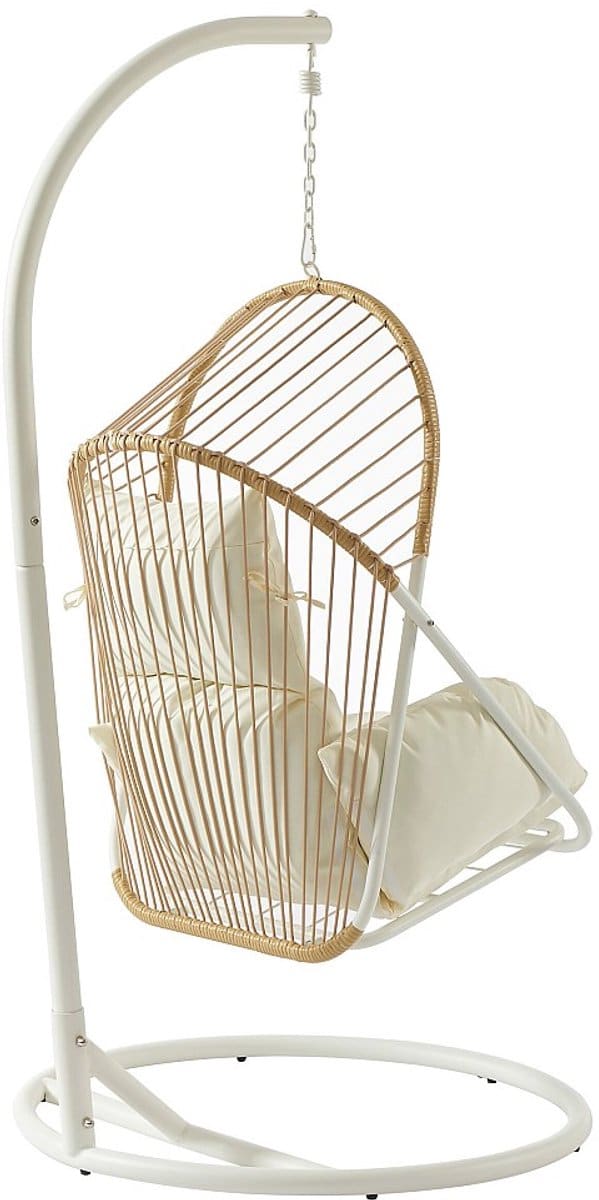 vente unique hangstoel van gevlochten hars licht naturel met witte