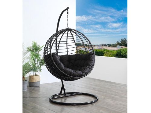 Vente-unique Hangstoel van gevlochten hars - Zwart - BONTOC