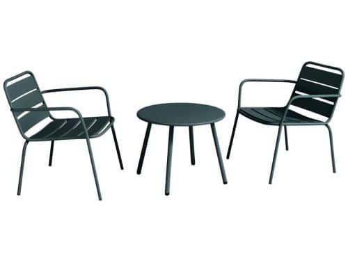 Vente-unique Metalen loungeset - 2 stapelbare, lage fauteuils en een