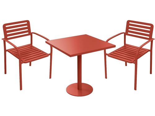 Vente-unique Metalen tuineetset: een tafel B.70 cm en 2 stapelbare