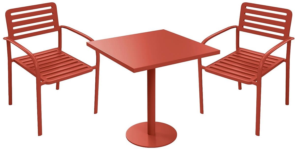 vente unique metalen tuineetset: een tafel b.70 cm en 2 stapelbare