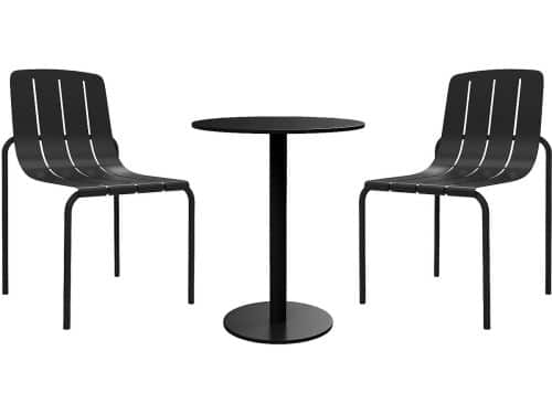 Vente-unique Metalen tuineetset: een tafel Ø 60 cm en 2