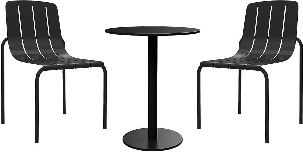 vente unique metalen tuineetset: een tafel Ø 60 cm en 2