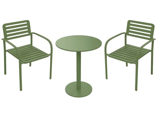Vente-unique Metalen tuineetset: een tafel Ø 60 cm en 2