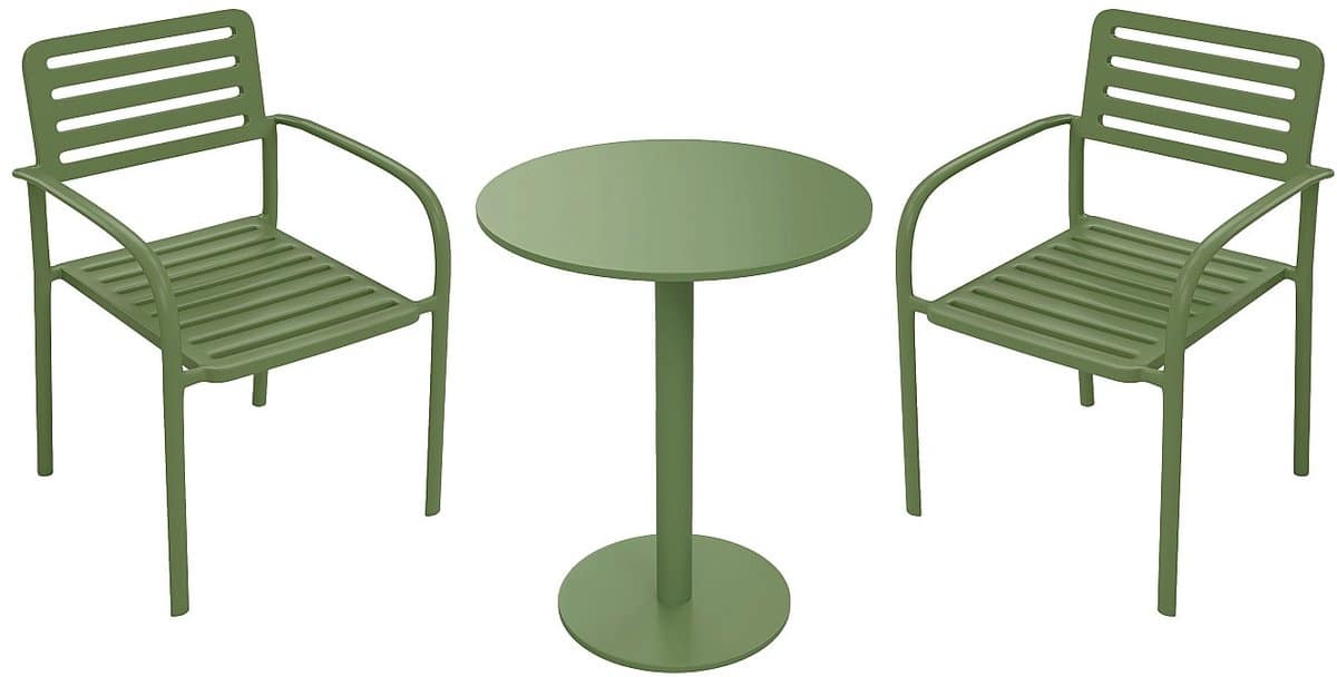 vente unique metalen tuineetset: een tafel Ø 60 cm en 2
