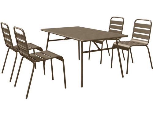 Vente-unique Metalen tuinset met een tafel van 160 cm lang