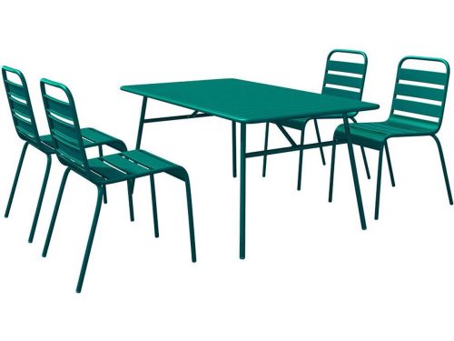 Vente-unique Metalen tuinset met een tafel van 160 cm lang