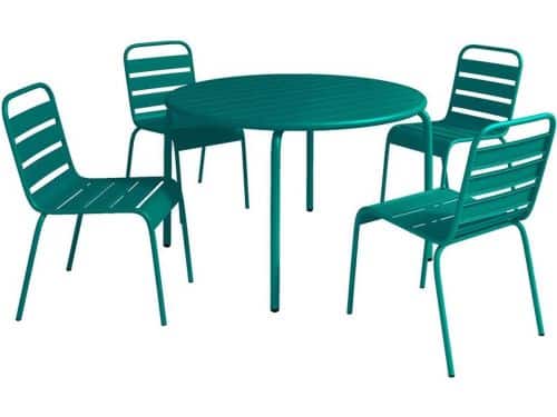 Vente-unique Metalen tuinset met een tafel van Ø110 cm en