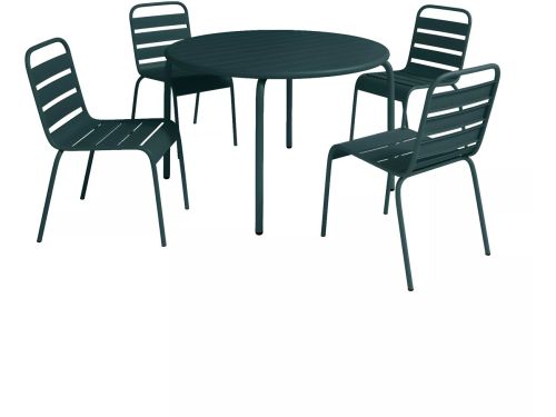 Vente-unique Metalen tuinset met een tafel van Ø110 cm en