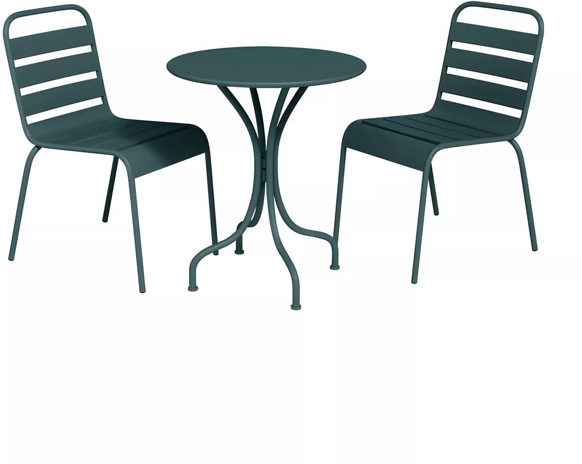 vente unique metalen tuinset met een tafel van Ø60 cm en