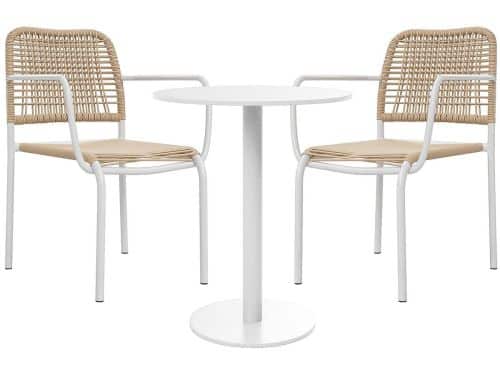 Vente-unique Tuineethoek van metaal en gevlochten kunsthars: een tafel D.60