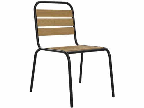 Vente-unique Tuineetset van polywood en metaal: een tafel B.70 cm