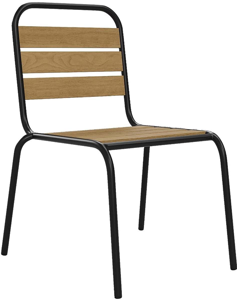 vente unique tuineetset van polywood en metaal: een tafel b.70 cm