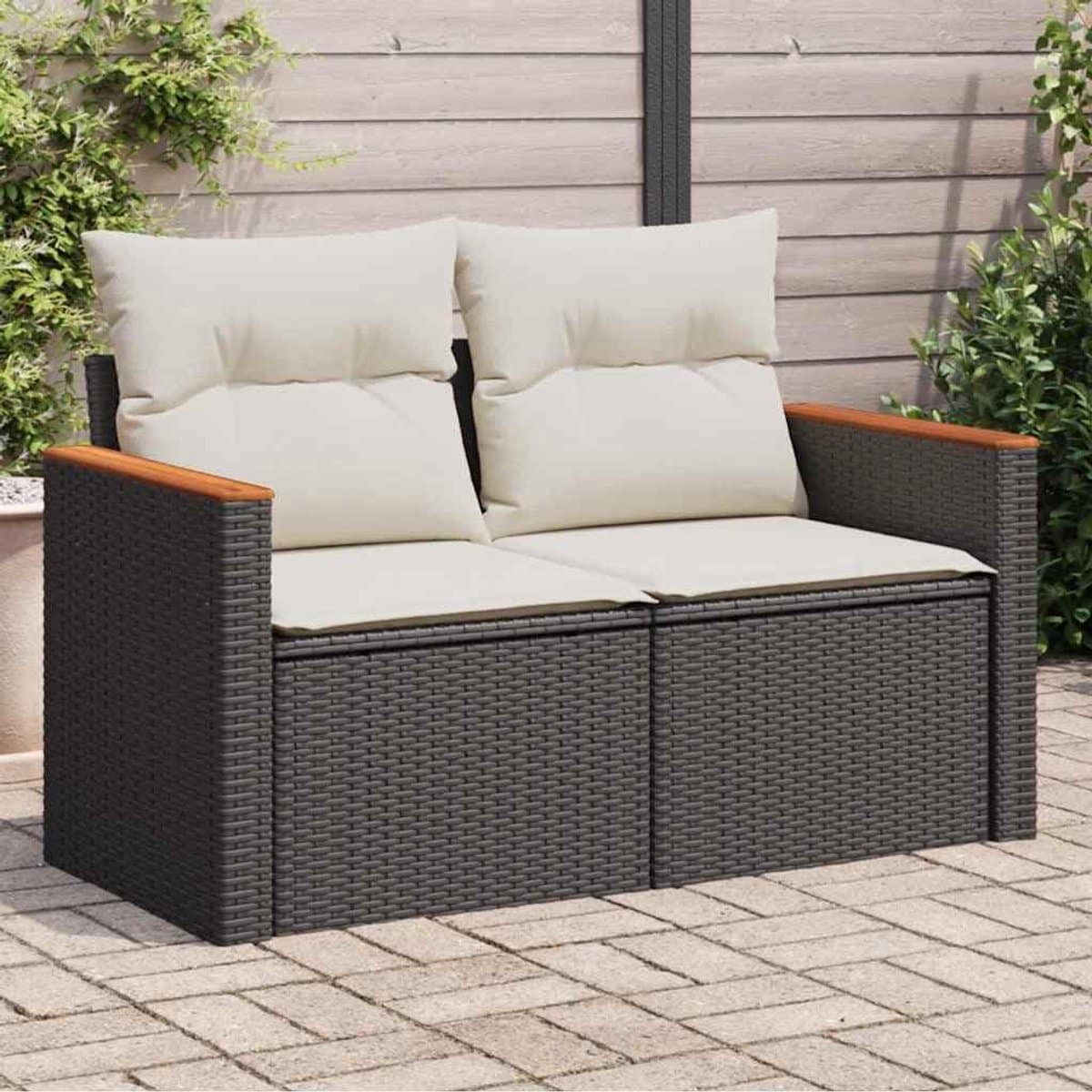 verona comfort 2 zits polyrotan tuinbank met kussens 124x62x69 cm