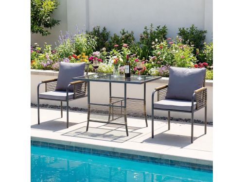 Verona Compact Rattan Balkonset 3-Delig met Tafel en 2 Stoelen