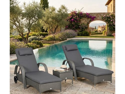 Verona Luxe Polyrattan Ligbedden Set met Tafel 200x73x30