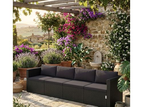 Verona Luxe Polyrotan 4-Delige Tuinloungeset L-Vorm met Kussens