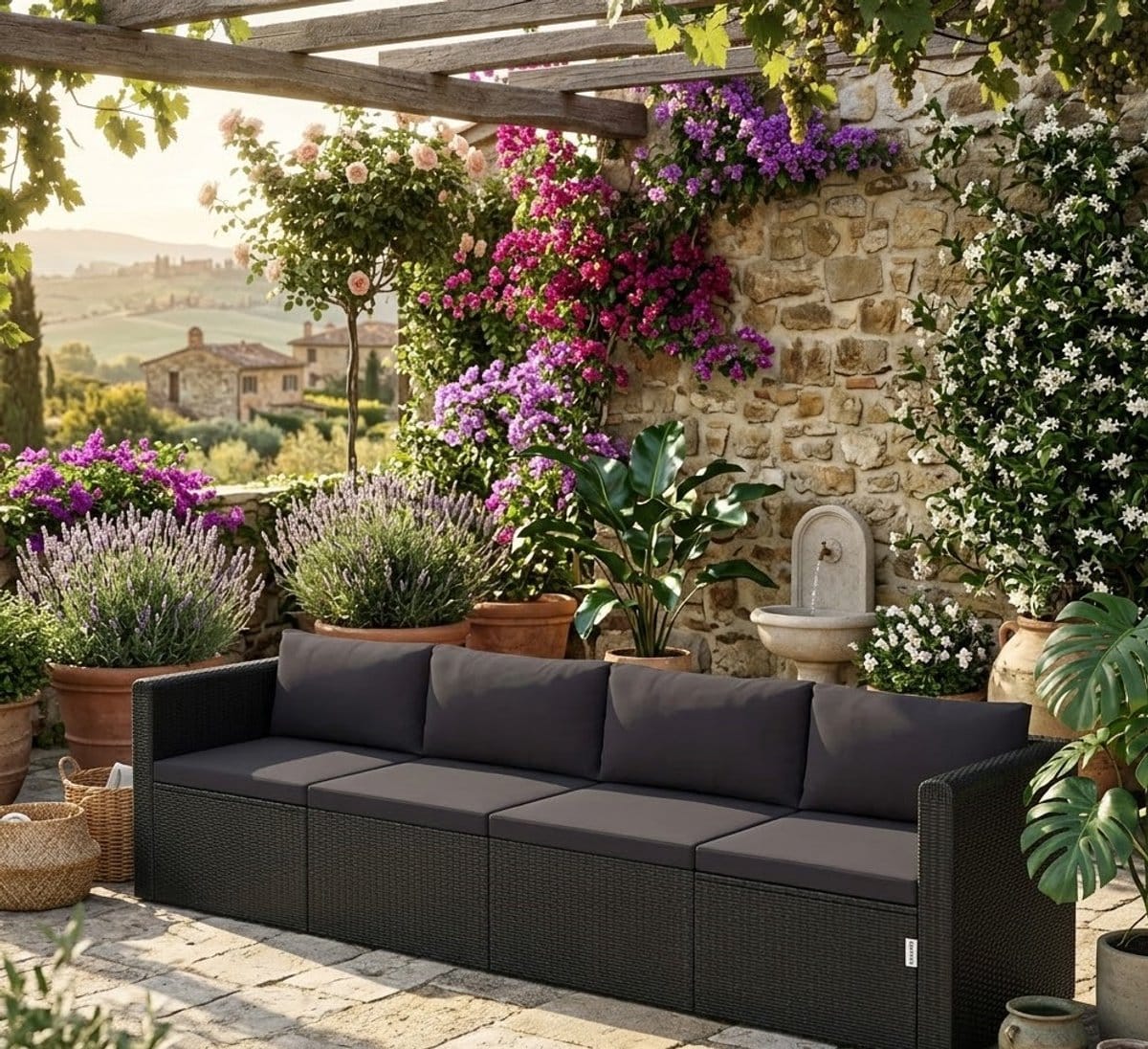 verona luxe polyrotan 4 delige tuinloungeset l vorm met kussens