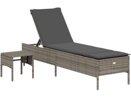 Verstelbaar Ligbed met Tafel van Polyrotan voor Tuin en Terras