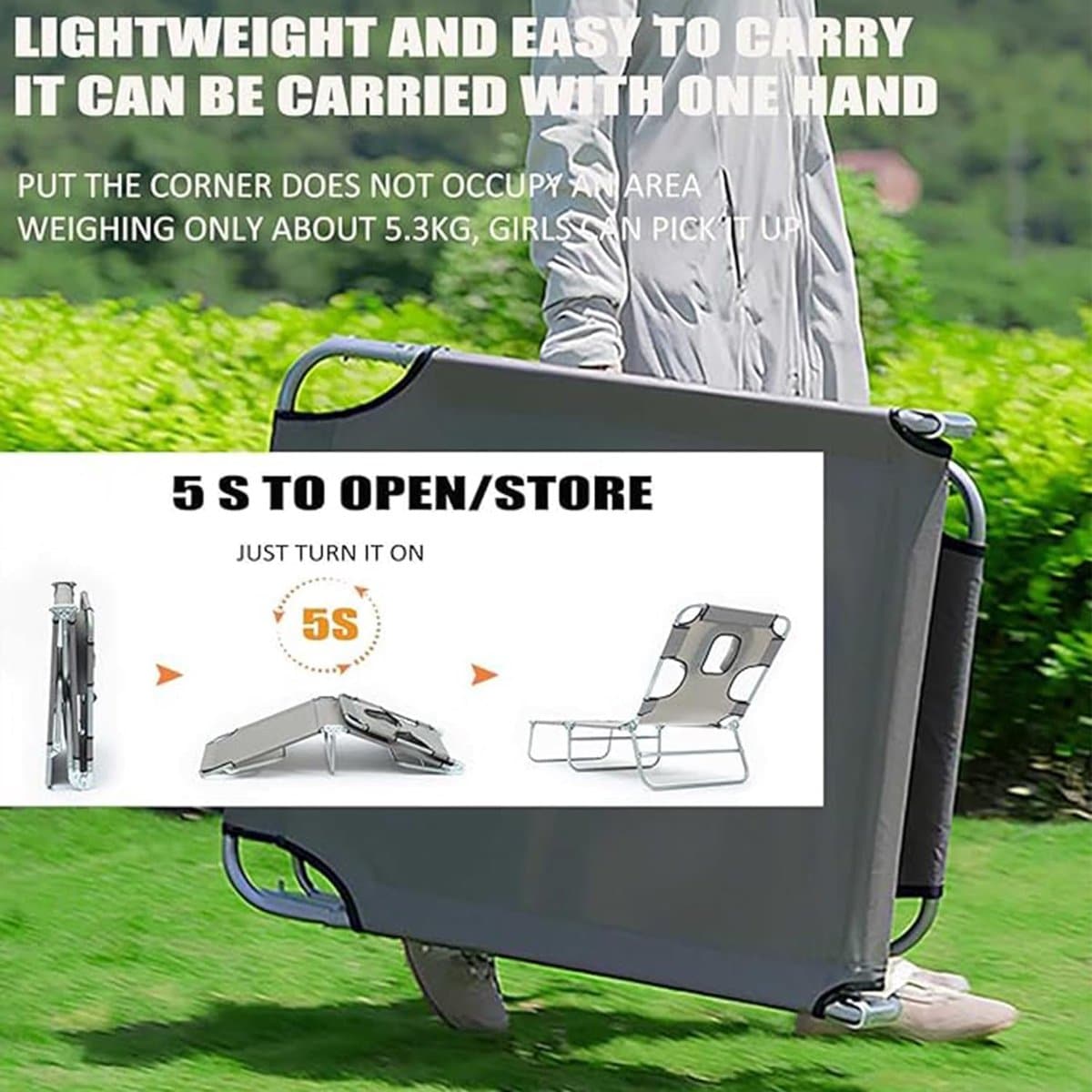 verstelbare inklapbare ligstoel met gezichtsopening en 4 standen