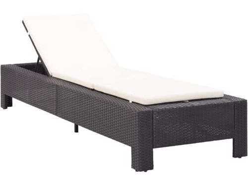 Verstelbare Loungebank Buiten van Polyrotan Zwart voor Tuin en Terras