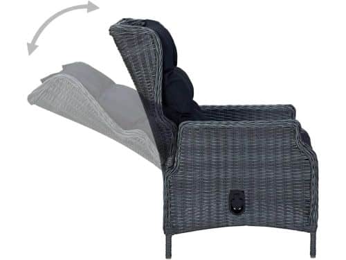 Verstelbare Polyrotan Tuinstoel met Kussens, Gasveer Rugleuning en Armleuningen