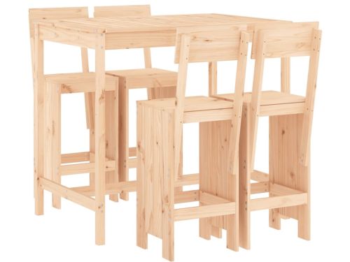 vidaXL 5-delige Barset massief grenenhout - Tuinbarset - Tuinbarsets