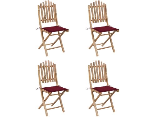 vidaXL 5-delige Tuinset inklapbaar met kussens bamboe - Tuinset