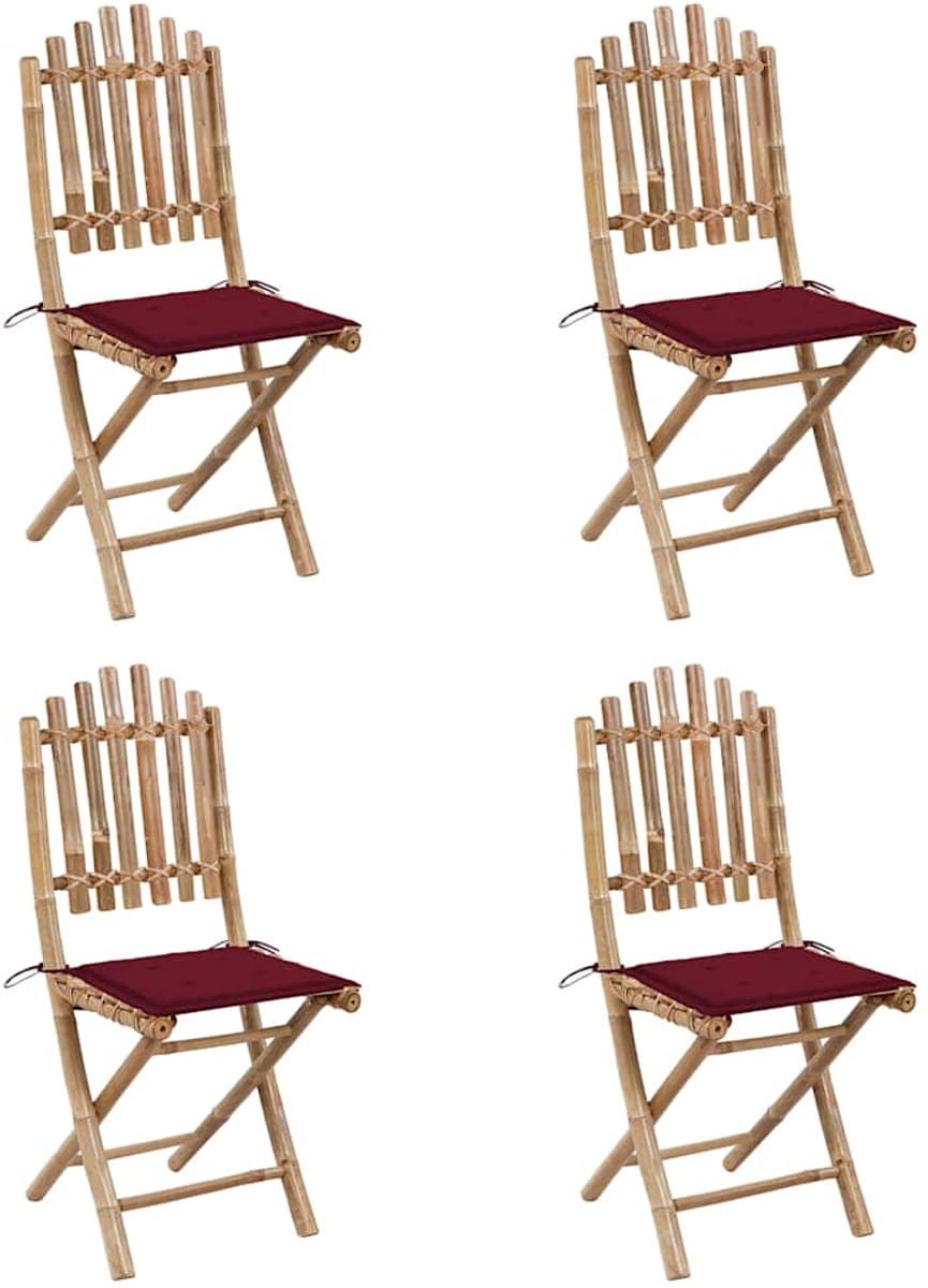 vidaxl 5 delige tuinset inklapbaar met kussens bamboe tuinset