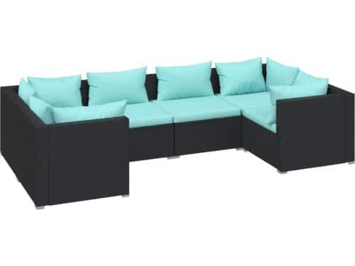 vidaXL 6-delige Loungeset zwart met kussens Tuin Lounge Set