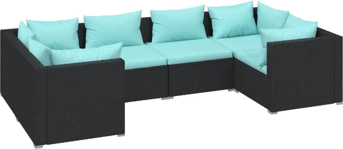 vidaxl 6 delige loungeset zwart met kussens tuin lounge set