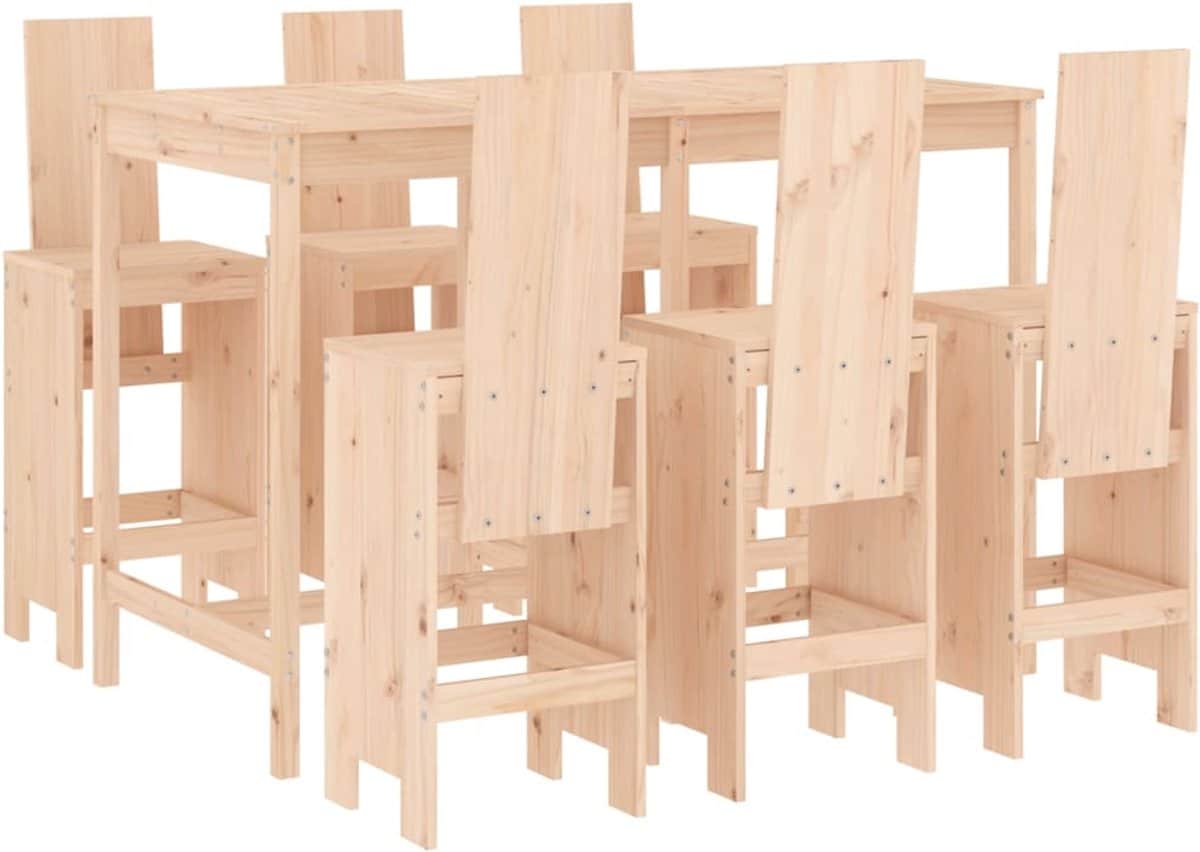 vidaxl 7 delige barset massief grenenhout