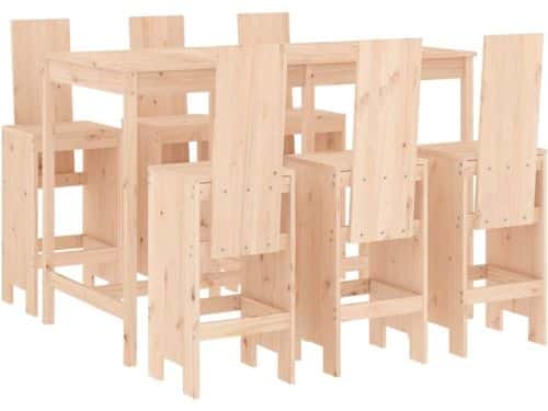 vidaXL 7-delige Barset massief grenenhout - Tuinbarset - Tuinbarsets