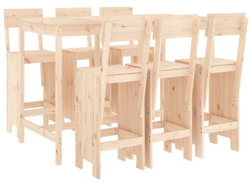vidaXL 7-delige Barset massief grenenhout - Tuinbarset - Tuinbarsets