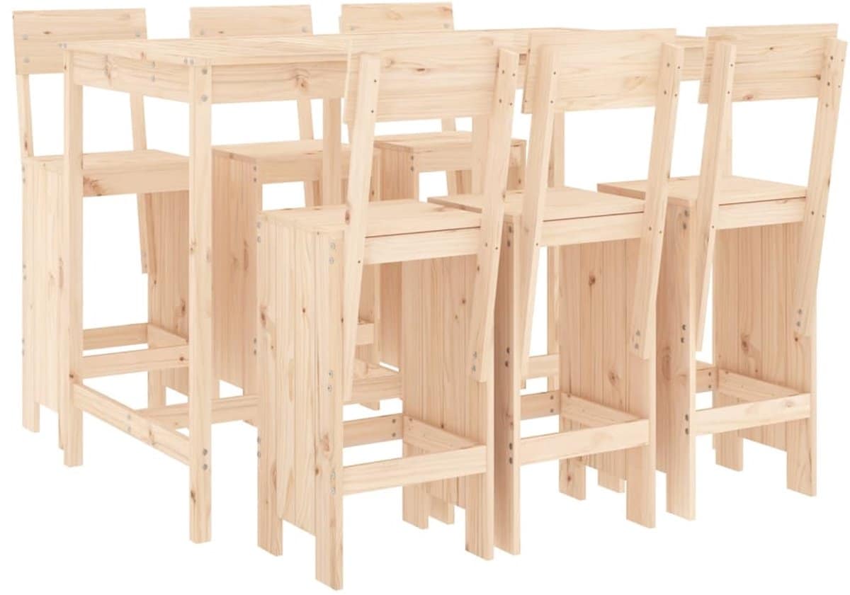 vidaxl 7 delige barset massief grenenhout tuinbarset tuinbarsets