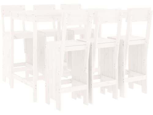 vidaXL 7-delige Barset massief grenenhout wit - Tuinbarset - Tuinbarsets