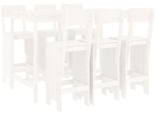 vidaXL 7-delige Barset massief grenenhout wit - Tuinbarset - Tuinbarsets