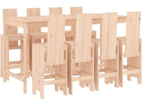 vidaXL - 9-delige - Barset - massief - grenenhout