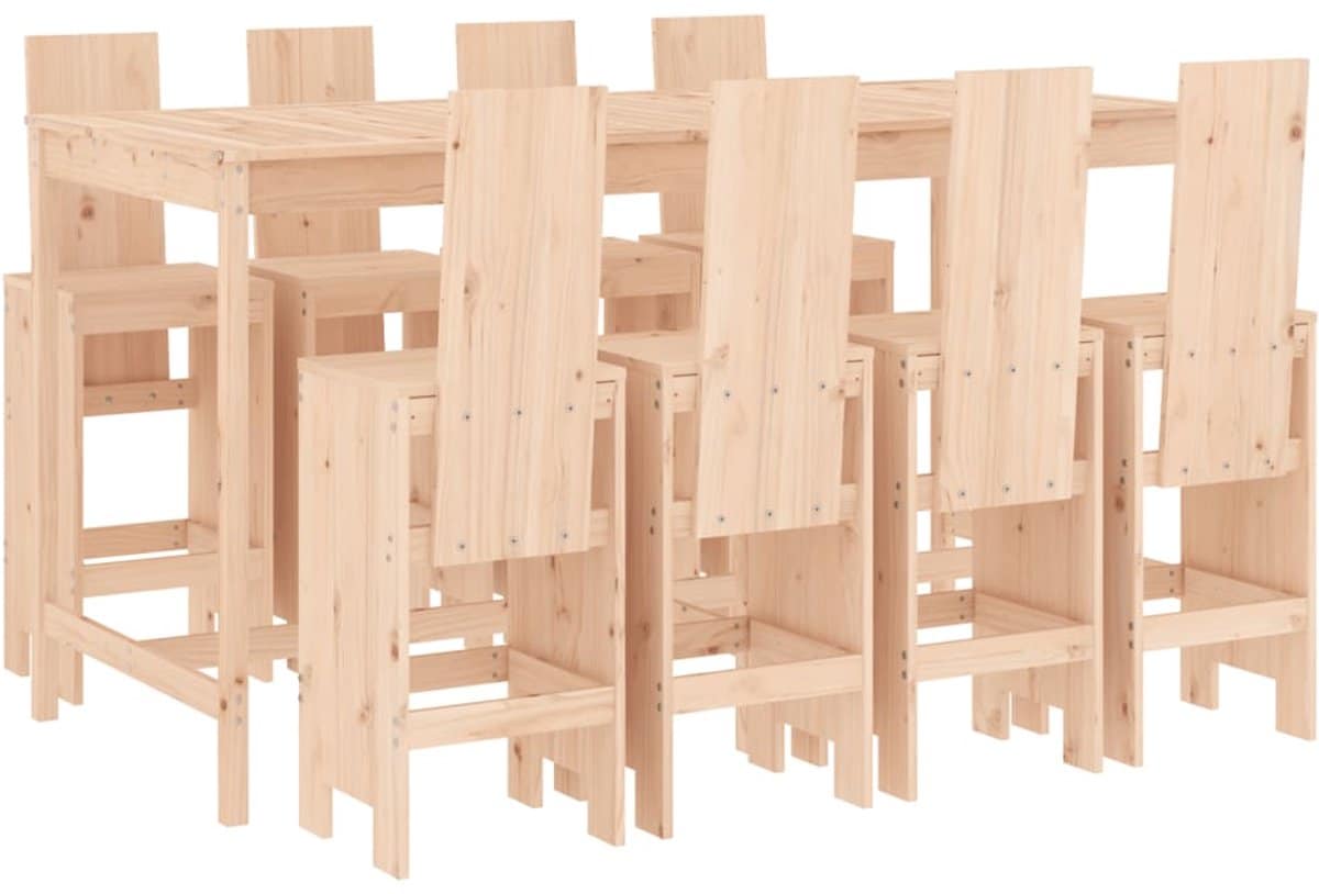 vidaxl 9 delige barset massief grenenhout