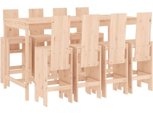 vidaXL 9-delige Barset massief grenenhout - Tuinbarset - Tuinbarsets