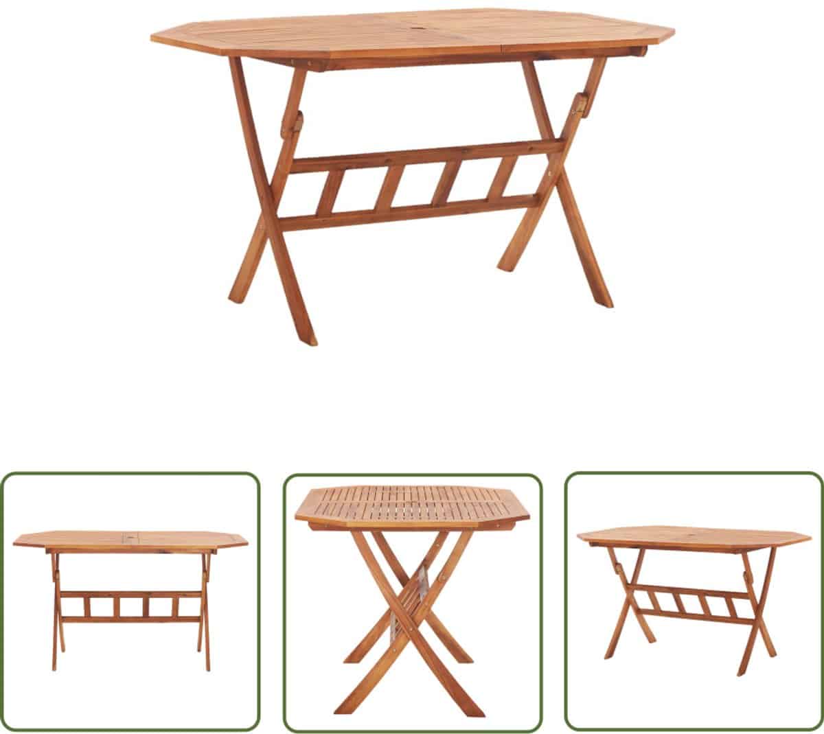 vidaxl acacia hout tuin tafel tuintafel inklapbaar 135x85x75