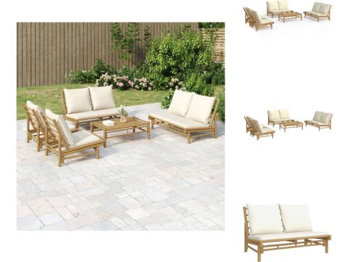 vidaXL Bamboe Lounge Set - Tafel 100x55x33 cm - Bank