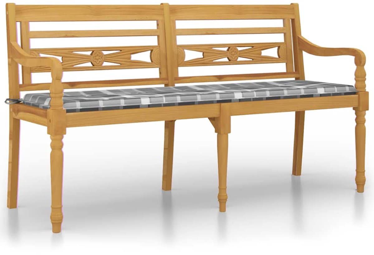 vidaxl bankje batavia met kussen 150 cm teakhout