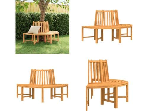 vidaXL Boombank halfrond Ø160 cm massief teakhout - Boombank