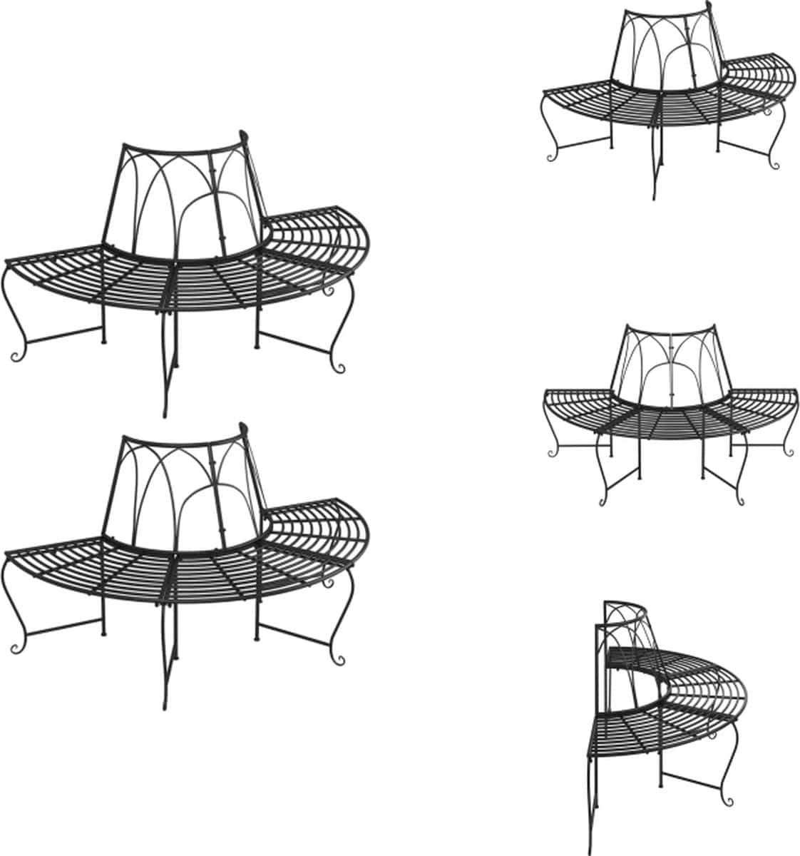 vidaxl boombank halfrond staal 159 x 78.5